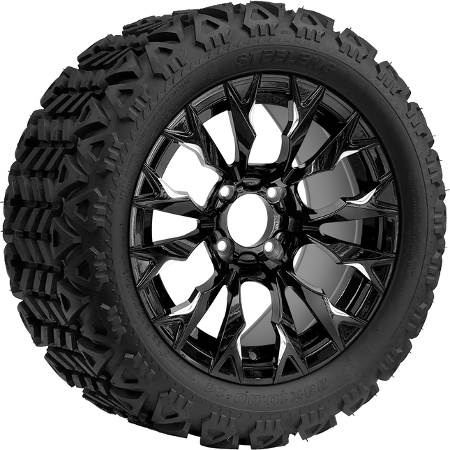 SGC 14" Goblin Machined Black Wheel / STEELENG 23″x10″-14″ All Terrain Tire DOT Approved STEELING