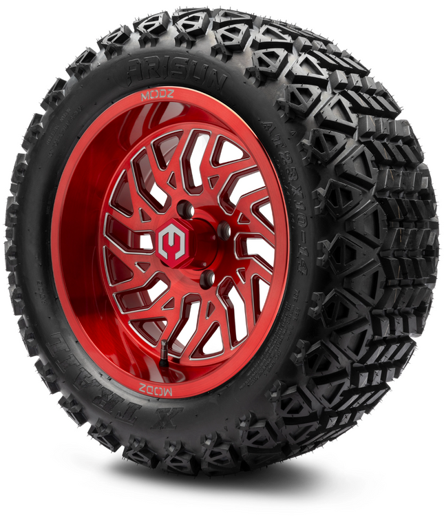 MODZ® 14" Carnage Brushed Red with Ball Mill Wheels & Off-Road Tires Combo MODZ